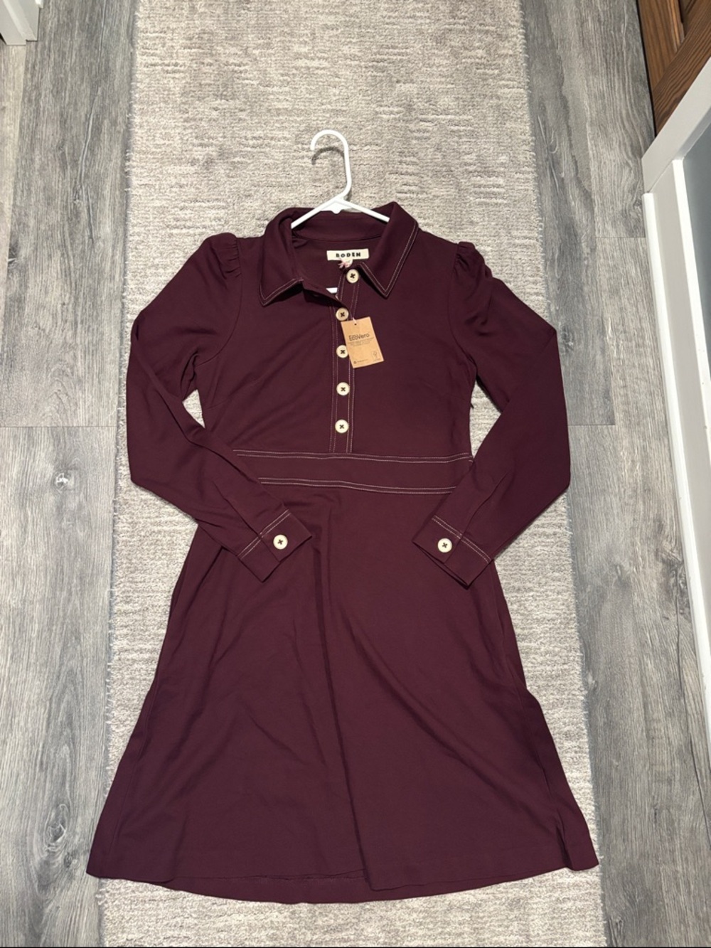 Boden Plum Long-Sleeve Polo Dress size 10 - Picture 4 of 6